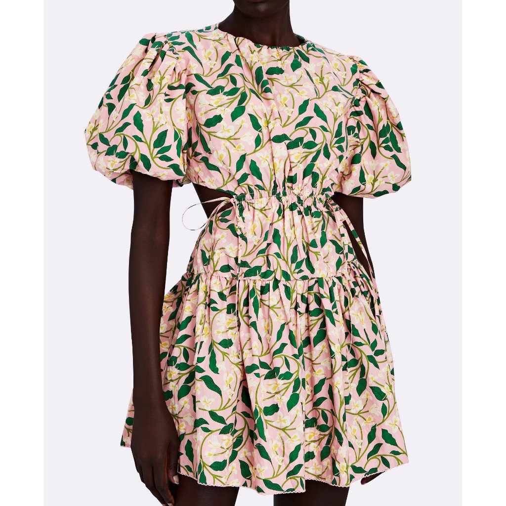 Nwt Agua Bendita Verao Samba Guaguanco Dos Gardenias Rosa Dress Pink Floral L